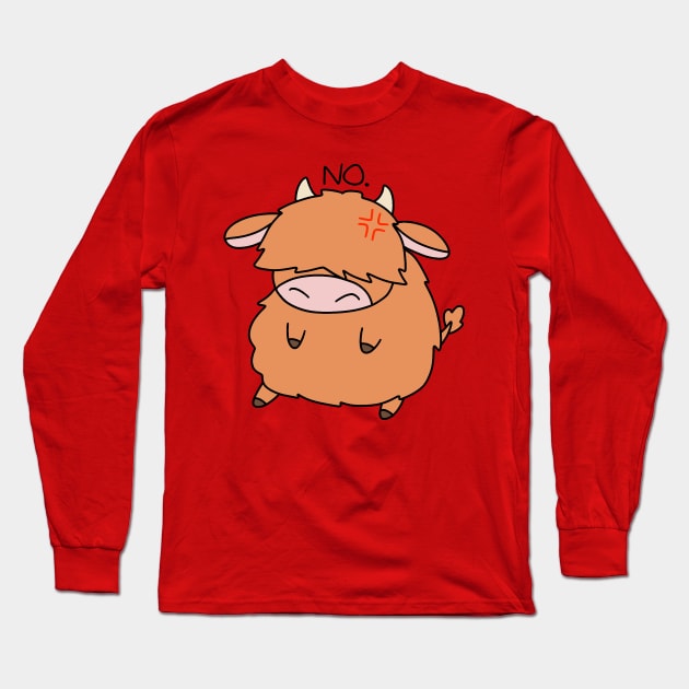 "No" Highland Cow Long Sleeve T-Shirt by saradaboru